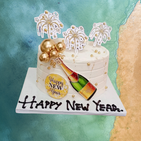 Champagne Cheers New Year Cake