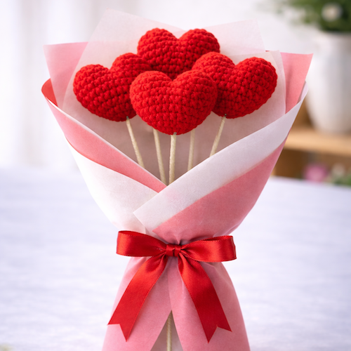 Hearts in Bloom Crochet Bouquet