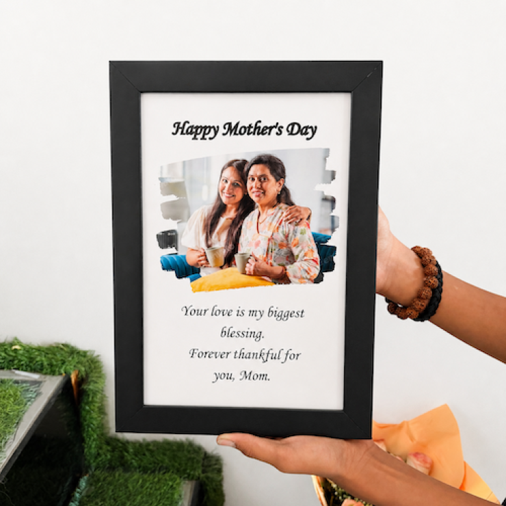 Pure Love Memory Frame 8x11 black personalized photo frame with custom memory print for Mother’s Day gift.