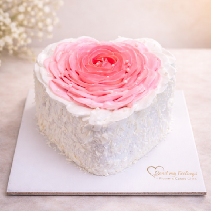 Rosy Bloom Love Cake strawberry cake with elegant rose design