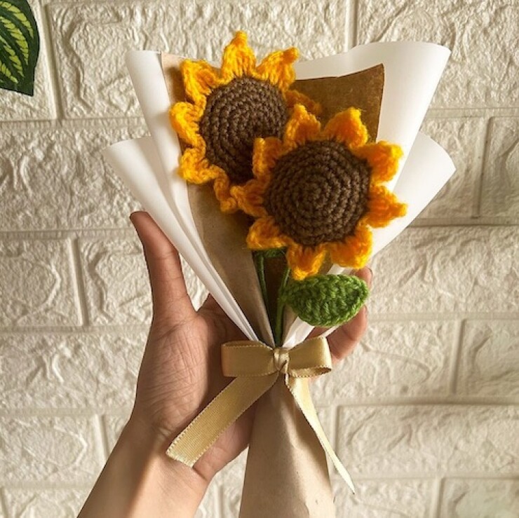 Sunshine Duo Crochet Sunflowers