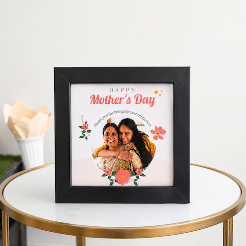 Mini Love Frame 4x4 personalized black photo frame with custom picture for Mother’s Day gift.