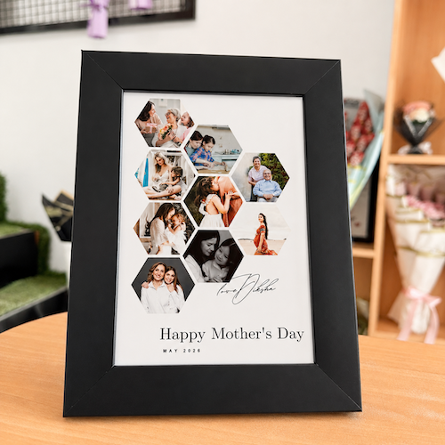 Mom Memories Portrait 5x7 personalized black photo frame with custom Mother’s Day memory print.
